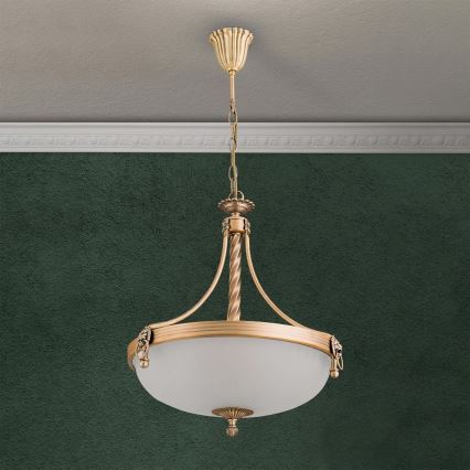 Lustr na řetězu ROCCA 3xE27/60W/230V pr. 42 cm bronz/bílá