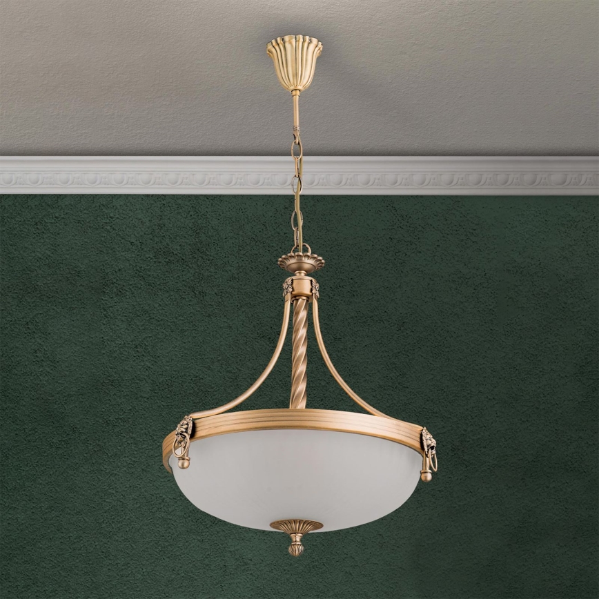 Lustr na řetězu ROCCA 3xE27/60W/230V pr. 42 cm bronz/bílá