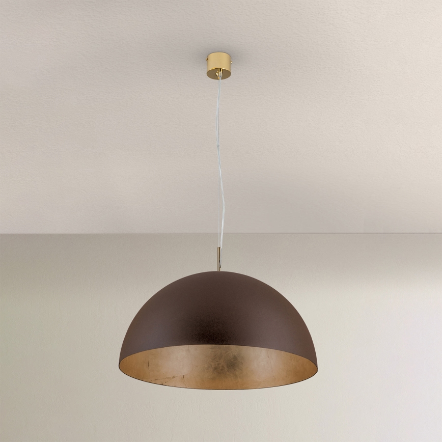 Lustr na lanku ELIANO 1xE27/60W/230V pr. 50 cm hnědá/zlatá