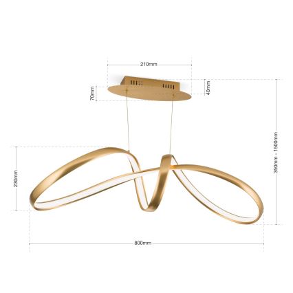 LED Stmívatelný lustr na lanku CIRCUS LED/36W/230V zlatá