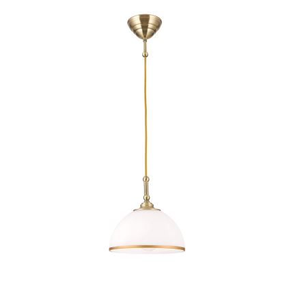 Lustr na lanku OLD LAMP 1xE27/40W/230V bílá/mosaz
