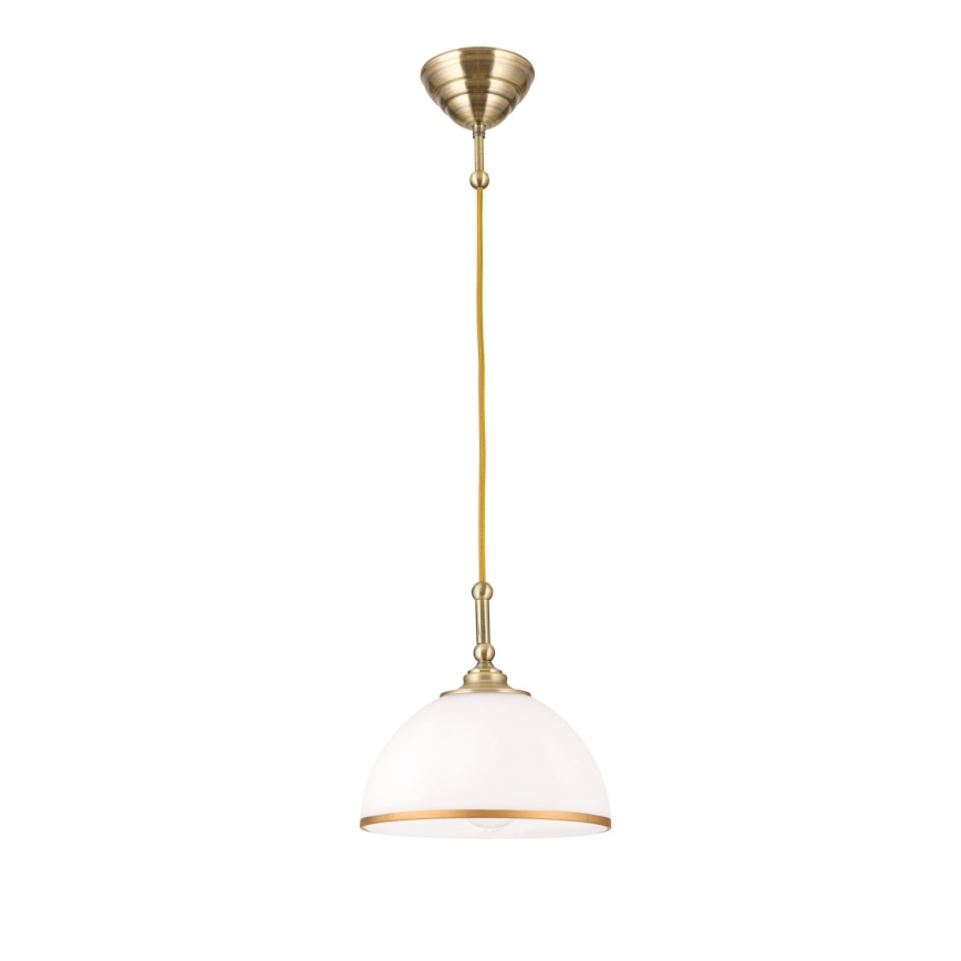 Lustr na lanku OLD LAMP 1xE27/40W/230V bílá/mosaz