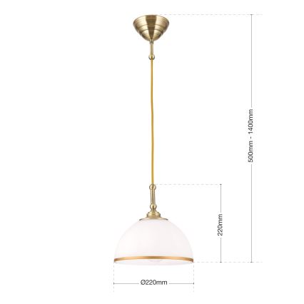 Lustr na lanku OLD LAMP 1xE27/40W/230V bílá/mosaz
