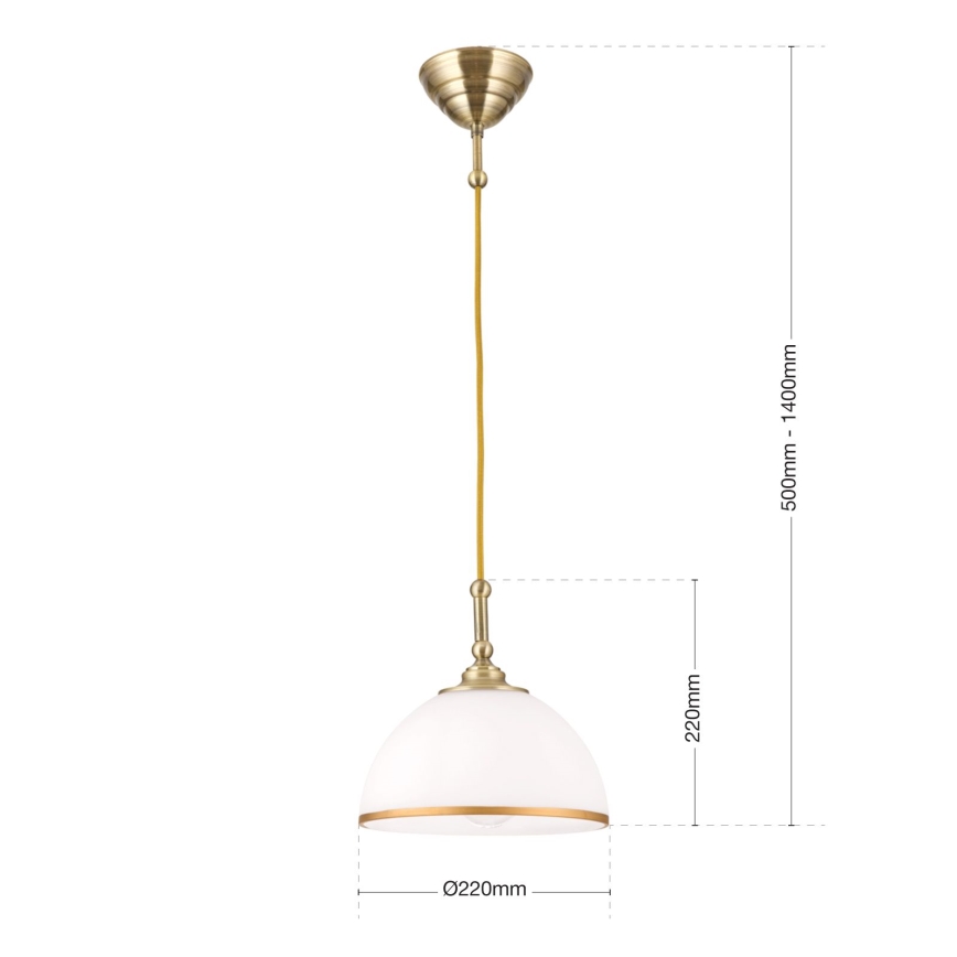 Lustr na lanku OLD LAMP 1xE27/40W/230V bílá/mosaz