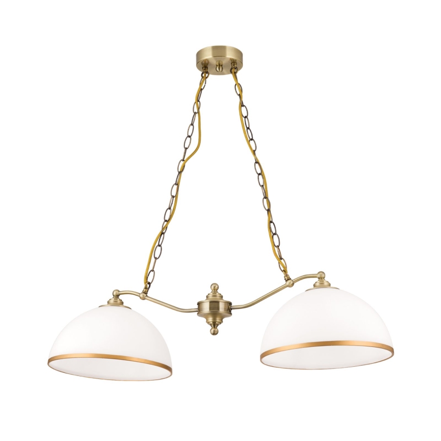 Lustr na řetězu OLD LAMP 2xE27/40W/230V bílá/mosaz