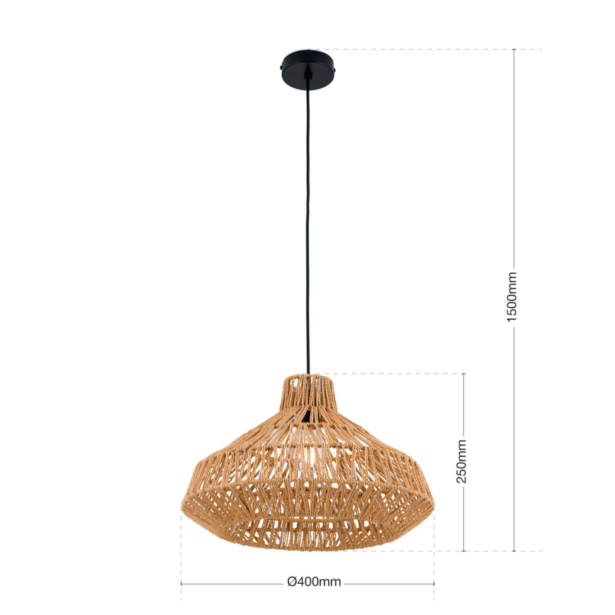 Lustr na lanku BASKET 1xE27/40W/230V pr. 40 cm konopí