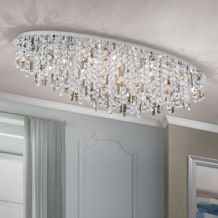Křišťálové stropní svítidlo CRYSTALRIVER 21xG9/40W/230V lesklý chrom