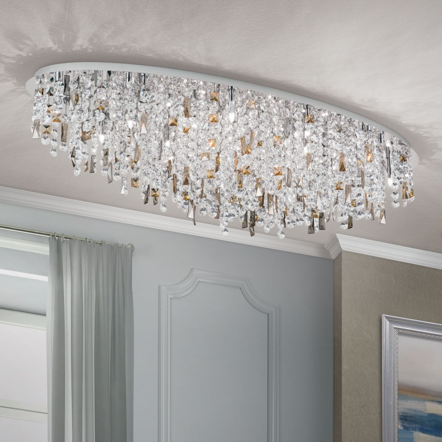 Křišťálové stropní svítidlo CRYSTALRIVER 21xG9/40W/230V lesklý chrom