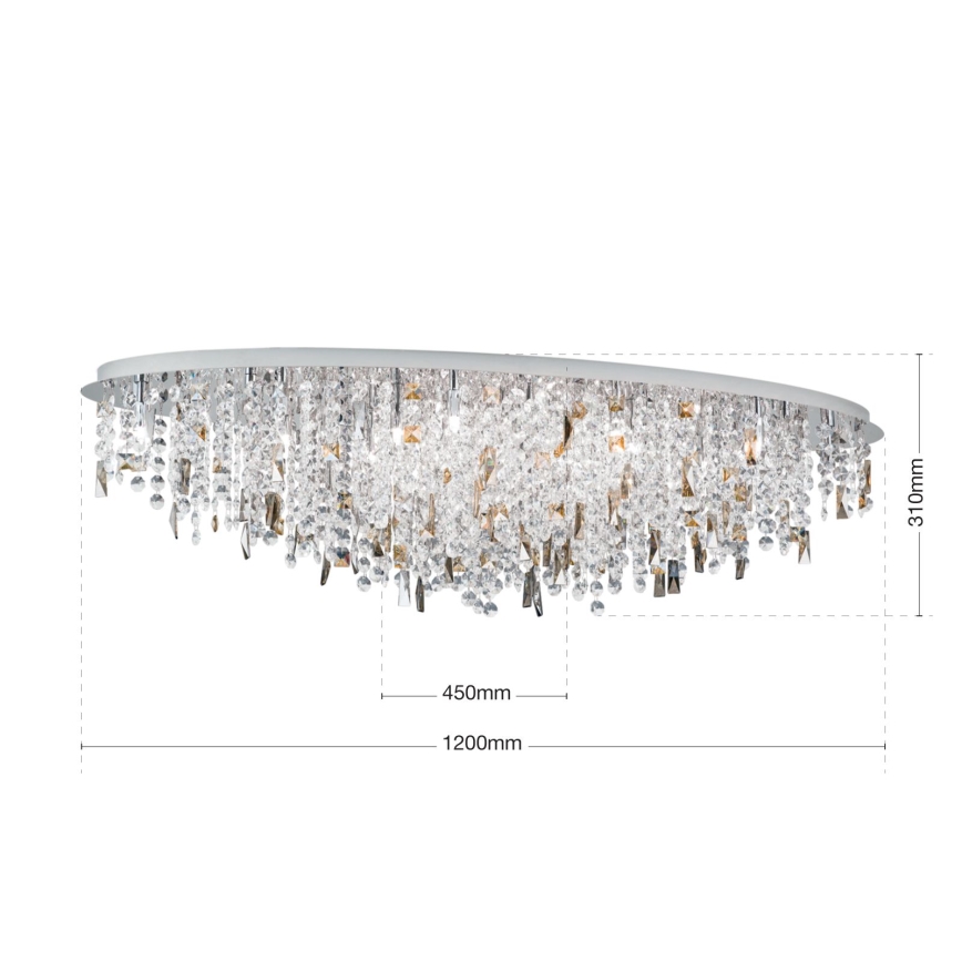 Křišťálové stropní svítidlo CRYSTALRIVER 21xG9/40W/230V lesklý chrom