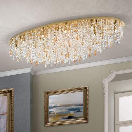 Křišťálové stropní svítidlo CRYSTALRIVER 21xG9/40W/230V zlatá