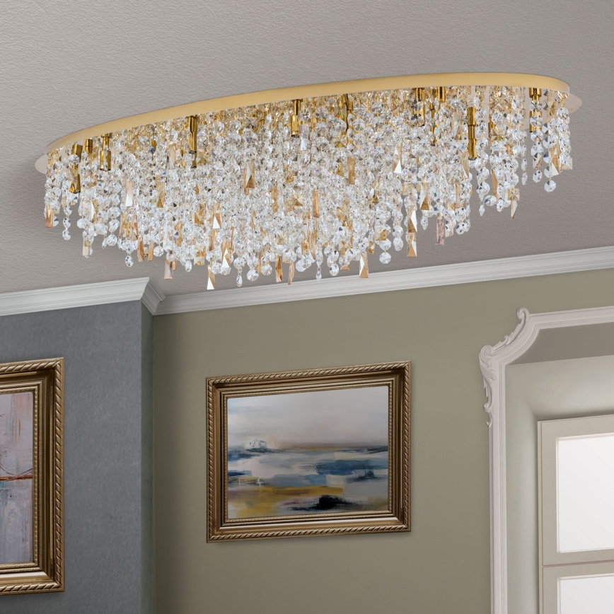 Křišťálové stropní svítidlo CRYSTALRIVER 21xG9/40W/230V zlatá