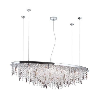 Křišťálový lustr na lanku CRYSTALRIVER 21xG9/40W/230V lesklý chrom
