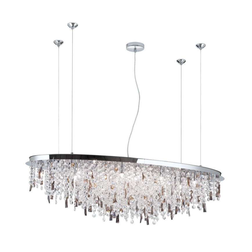 Křišťálový lustr na lanku CRYSTALRIVER 21xG9/40W/230V lesklý chrom
