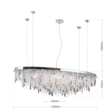 Křišťálový lustr na lanku CRYSTALRIVER 21xG9/40W/230V lesklý chrom