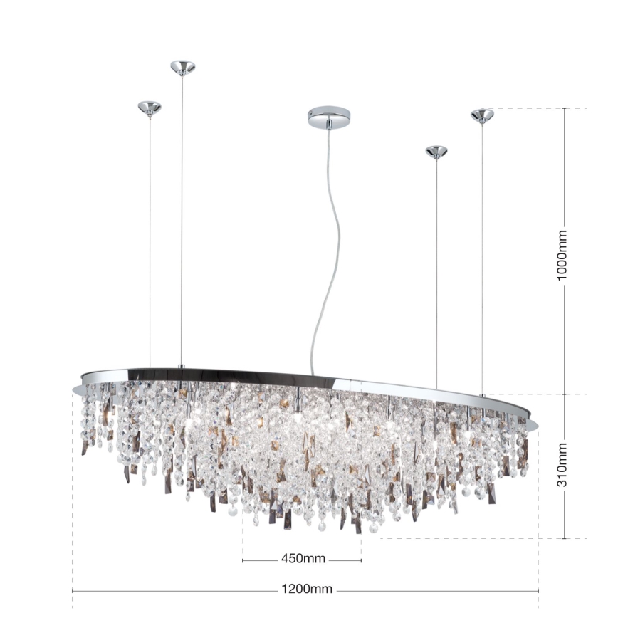 Křišťálový lustr na lanku CRYSTALRIVER 21xG9/40W/230V lesklý chrom