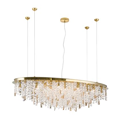 Křišťálový lustr na lanku CRYSTALRIVER 21xG9/40W/230V zlatá