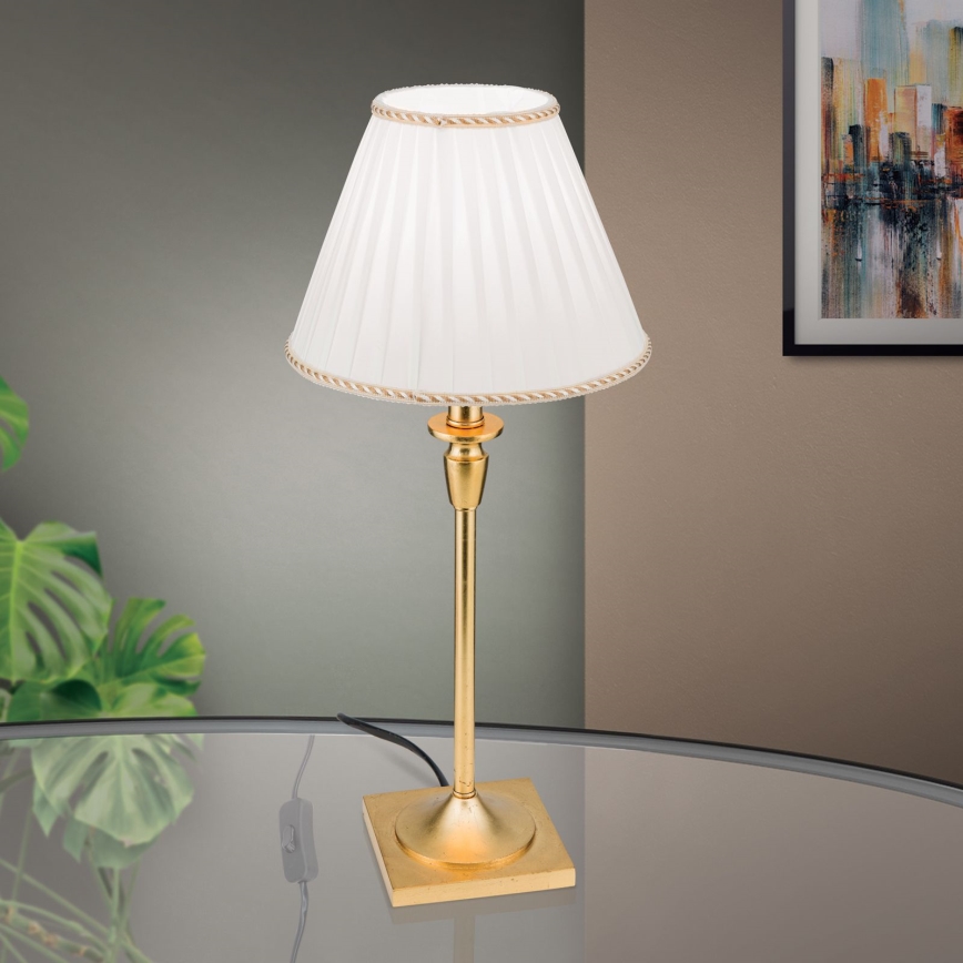 Stolní lampa FONSA 1xE27/60W/230V 61 cm bílá/zlatá