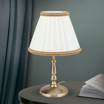 Stolní lampa TONIA 1xE27/60W/230V pr. 25 cm bílá/bronz