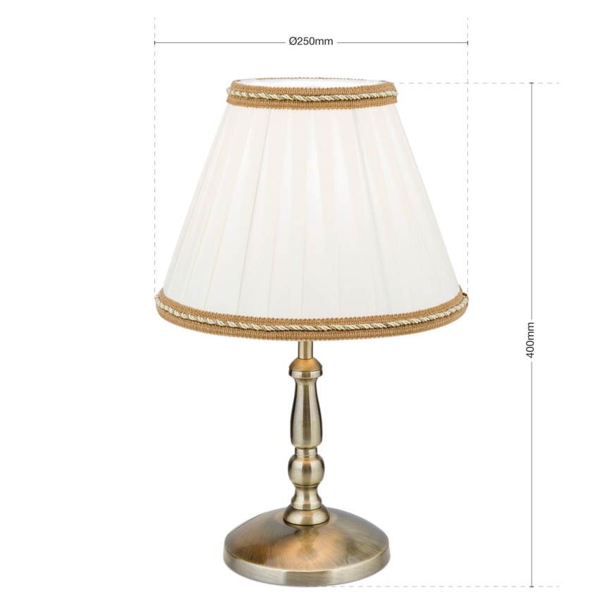 Stolní lampa TONIA 1xE27/60W/230V pr. 25 cm bílá/bronz