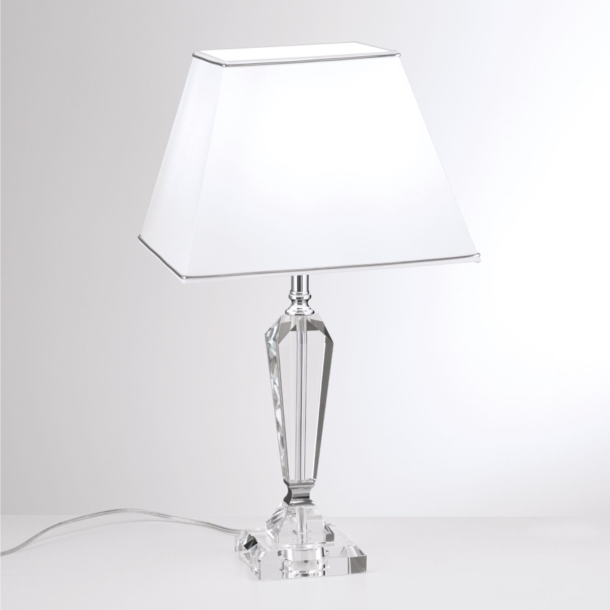 Křišťálová stolní lampa VERONIQUE 1xE27/60W/230V bílá/chrom