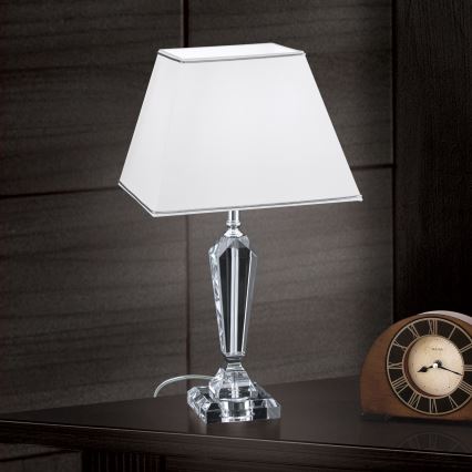 Křišťálová stolní lampa VERONIQUE 1xE27/60W/230V bílá/chrom