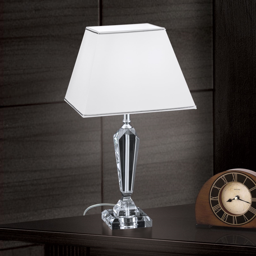 Křišťálová stolní lampa VERONIQUE 1xE27/60W/230V bílá/chrom