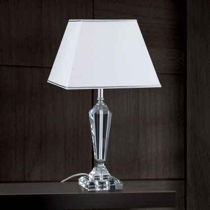 Křišťálová stolní lampa VERONIQUE 1xE27/60W/230V bílá/chrom