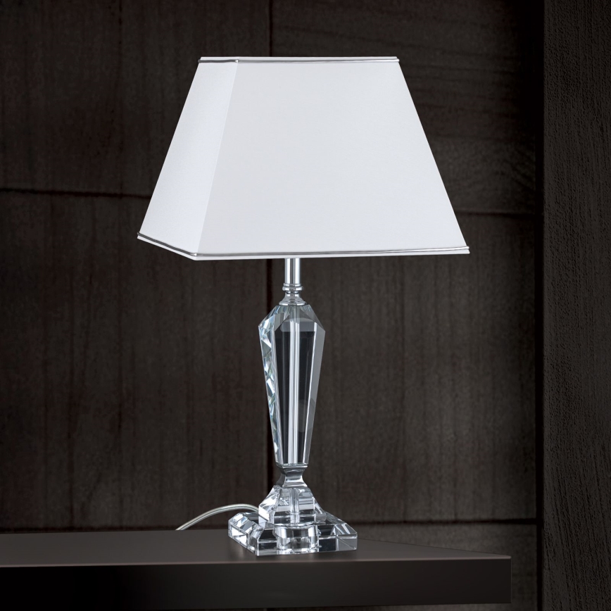 Křišťálová stolní lampa VERONIQUE 1xE27/60W/230V bílá/chrom
