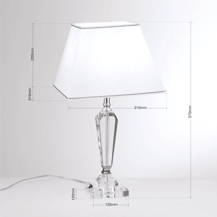 Křišťálová stolní lampa VERONIQUE 1xE27/60W/230V bílá/chrom