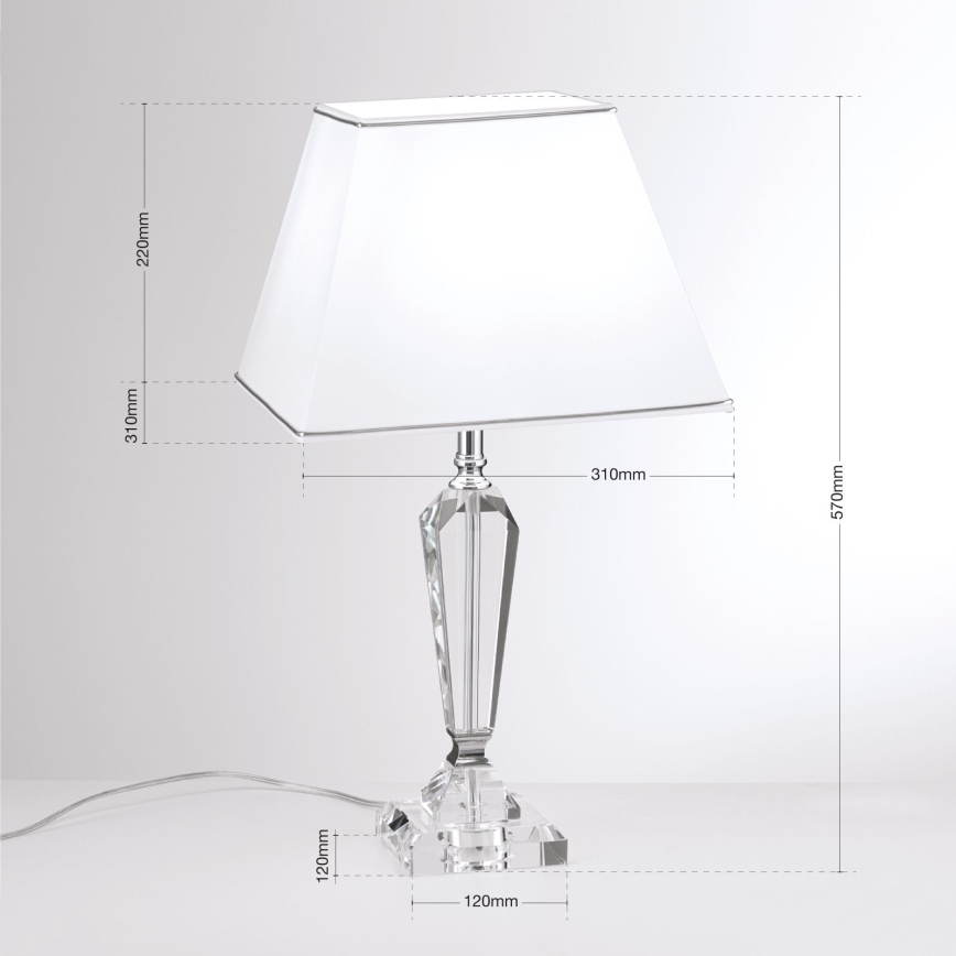 Křišťálová stolní lampa VERONIQUE 1xE27/60W/230V bílá/chrom