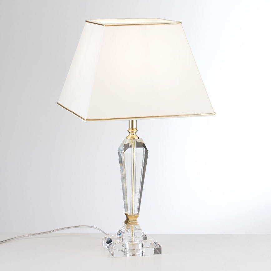 Křišťálová stolní lampa VERONIQUE 1xE27/60W/230V krémová/zlatá