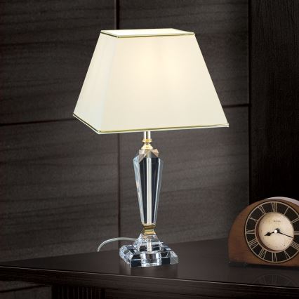 Křišťálová stolní lampa VERONIQUE 1xE27/60W/230V krémová/zlatá