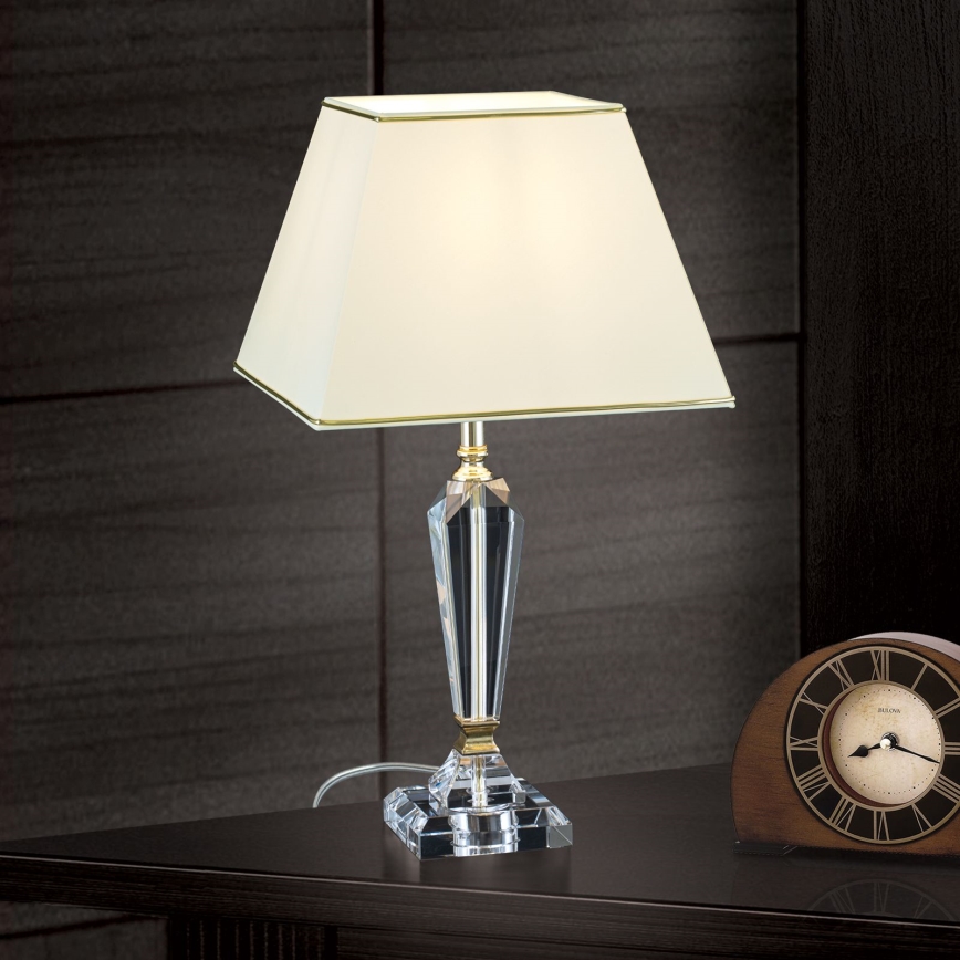 Křišťálová stolní lampa VERONIQUE 1xE27/60W/230V krémová/zlatá