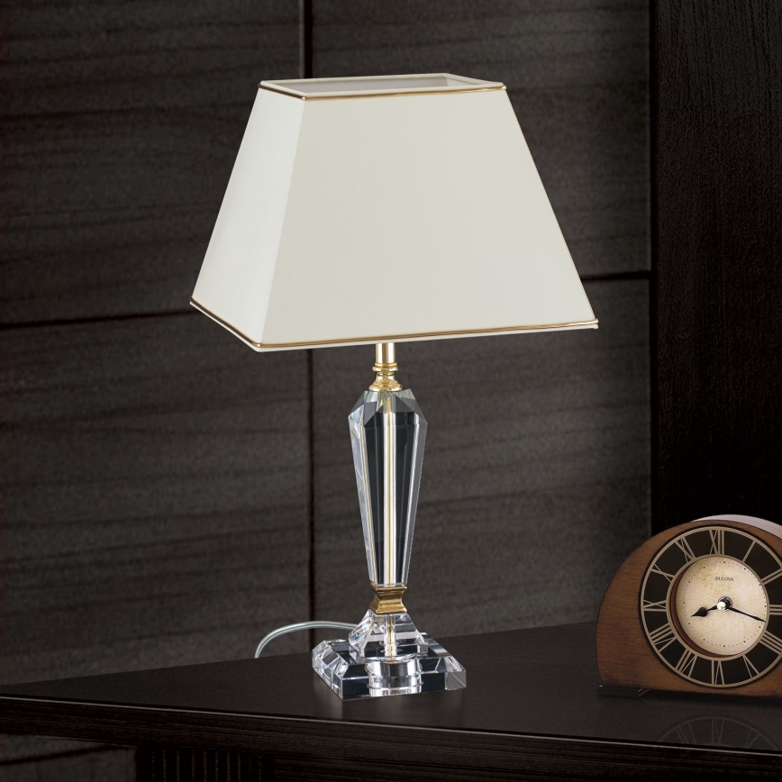 Křišťálová stolní lampa VERONIQUE 1xE27/60W/230V krémová/zlatá