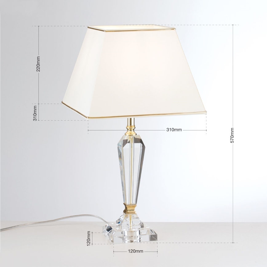 Křišťálová stolní lampa VERONIQUE 1xE27/60W/230V krémová/zlatá