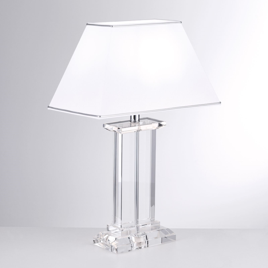 Křišťálová stolní lampa VERONIQUE 1xE27/60W/230V bílá/chrom