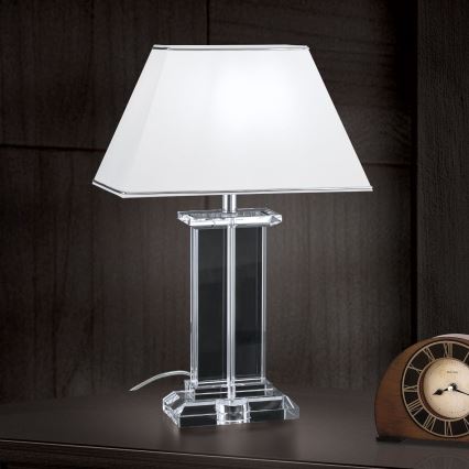 Křišťálová stolní lampa VERONIQUE 1xE27/60W/230V bílá/chrom