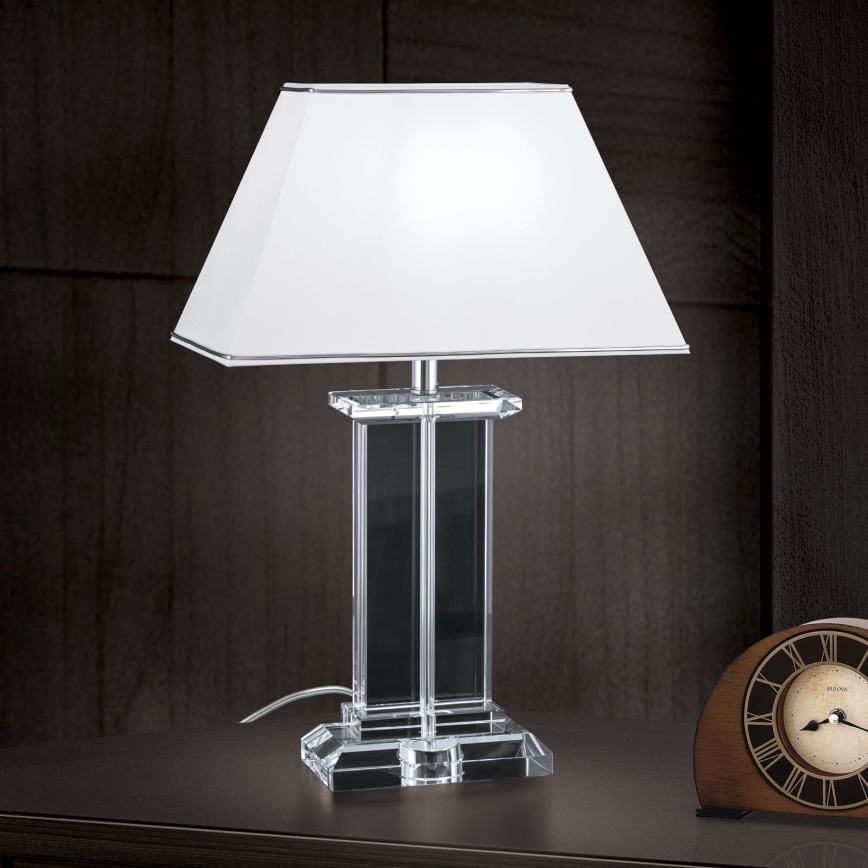 Křišťálová stolní lampa VERONIQUE 1xE27/60W/230V bílá/chrom