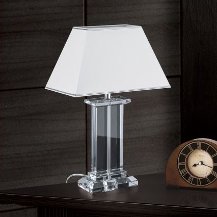 Křišťálová stolní lampa VERONIQUE 1xE27/60W/230V bílá/chrom