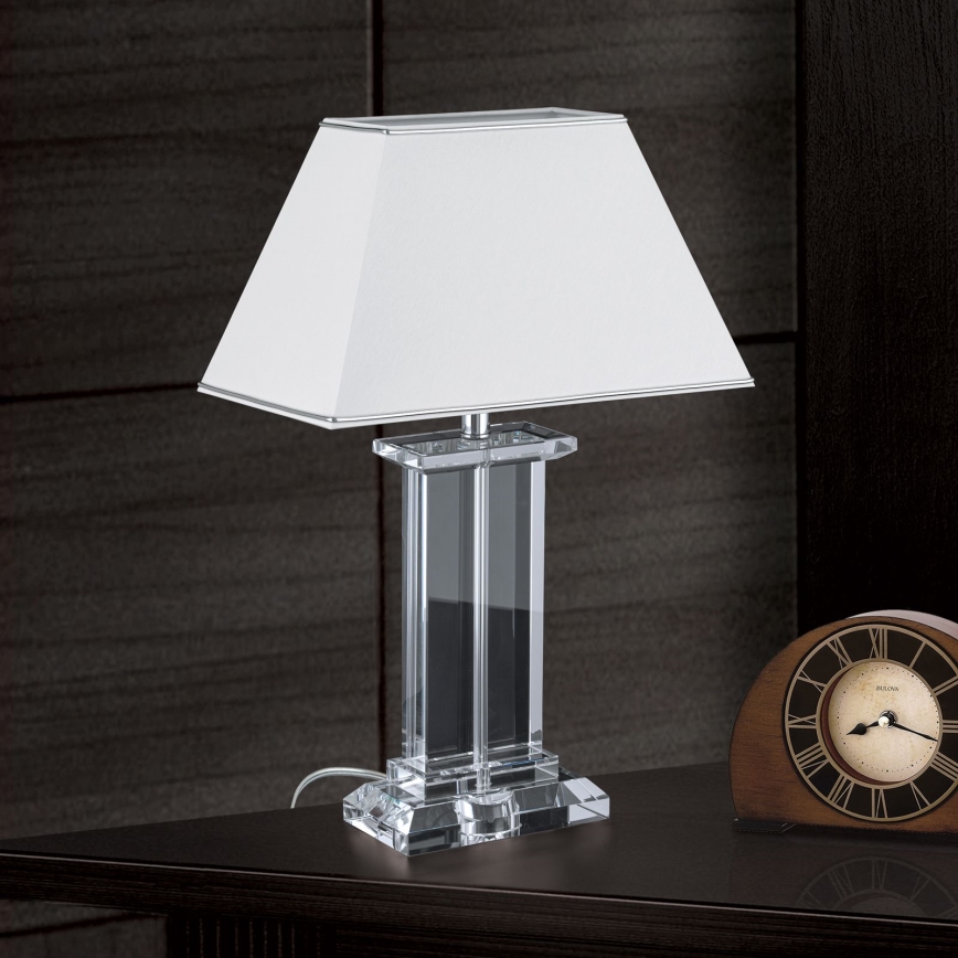 Křišťálová stolní lampa VERONIQUE 1xE27/60W/230V bílá/chrom