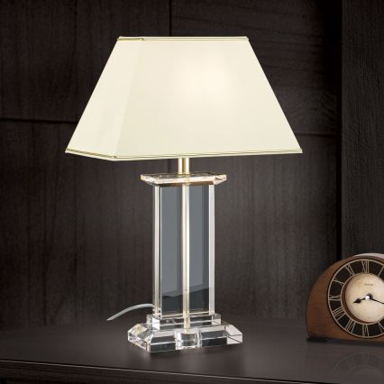 Křišťálová stolní lampa VERONIQUE 1xE27/60W/230V krémová/čirá