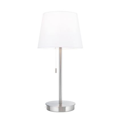 Stolní lampa s USB portem LUDWIG 1xE27/40W/230V 50 cm bílá/matný chrom