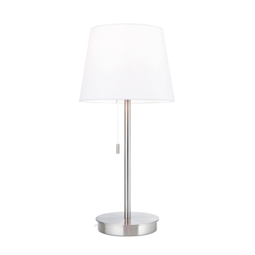 Stolní lampa s USB portem LUDWIG 1xE27/40W/230V 50 cm bílá/matný chrom