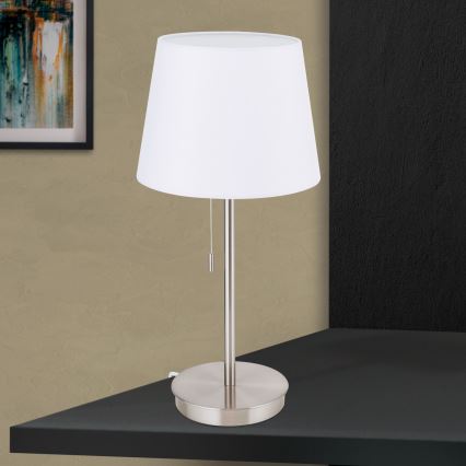 Stolní lampa s USB portem LUDWIG 1xE27/40W/230V 50 cm bílá/matný chrom