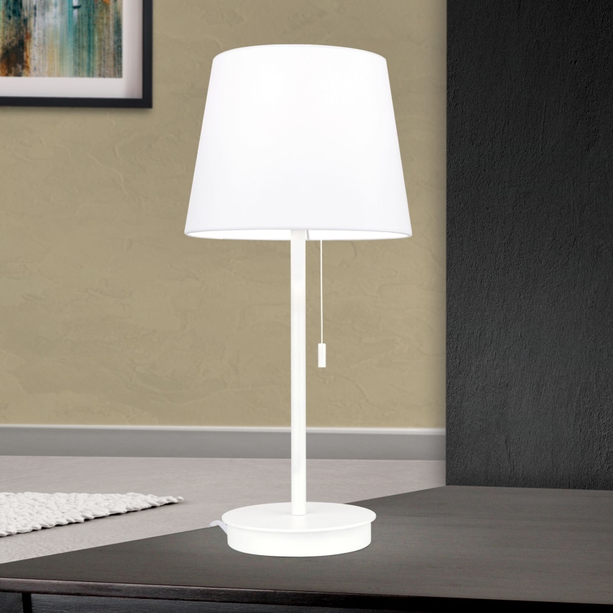 Stolní lampa s USB portem LUDWIG 1xE27/40W/230V 50 cm bílá