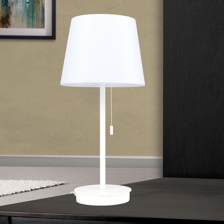 Stolní lampa s USB portem LUDWIG 1xE27/40W/230V 50 cm bílá