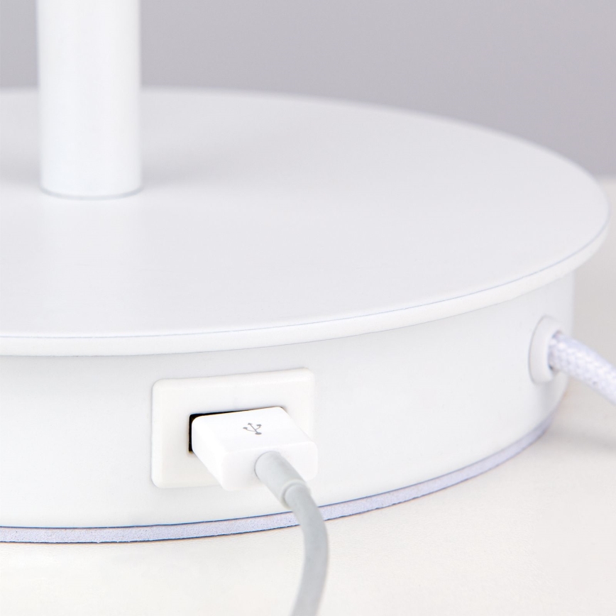 Stolní lampa s USB portem LUDWIG 1xE27/40W/230V 50 cm bílá