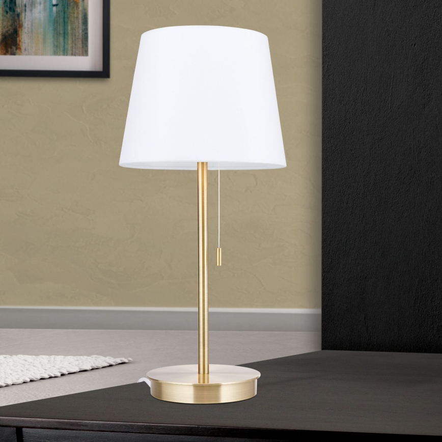 Stolní lampa s USB portem LUDWIG 1xE27/40W/230V 50 cm bílá/zlatá