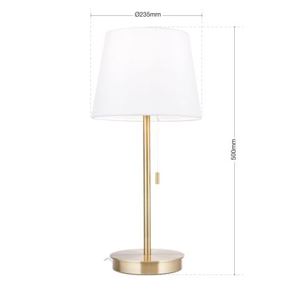 Stolní lampa s USB portem LUDWIG 1xE27/40W/230V 50 cm bílá/zlatá