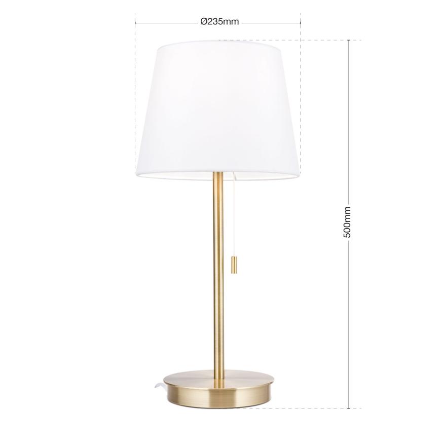 Stolní lampa s USB portem LUDWIG 1xE27/40W/230V 50 cm bílá/zlatá